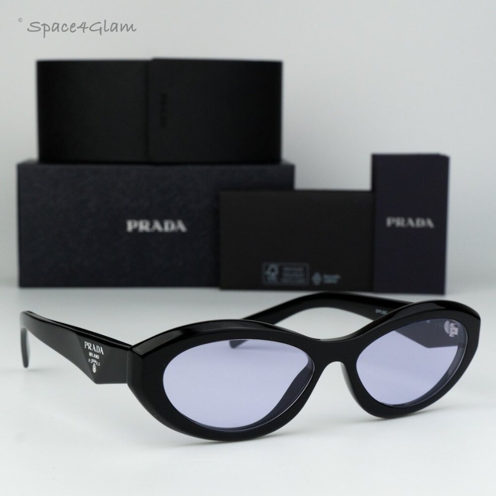 BRAND NEW Prada PR26ZS 16K40J Black Violet Oval Women Sunglasses PR 26ZS - Picture 4 of 8